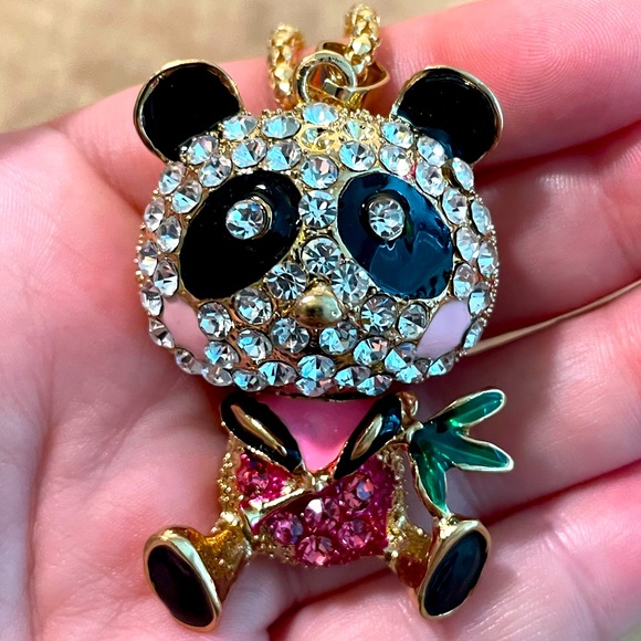 Jewelry - Panda Bear Rhinestone Pendant Necklace New